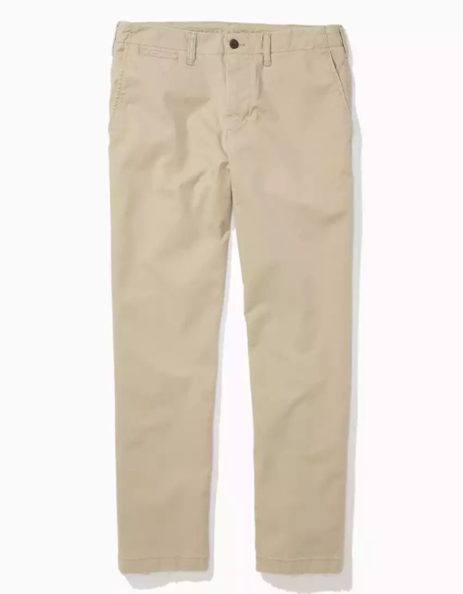 Pantalon American Eagle AE Flex Relaxed Droit Lived-In Khaki Kaki Clair Homme | OQM-31055725